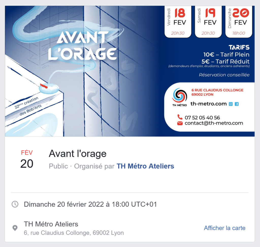 Bandeau pour Événement Facebook - Avant l'orage - TH Métro, Lyon